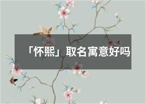 「怀熙」取名寓意好吗