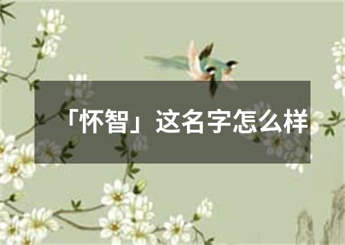 「怀智」这名字怎么样