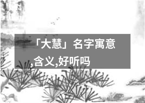 「大慧」名字寓意,含义,好听吗