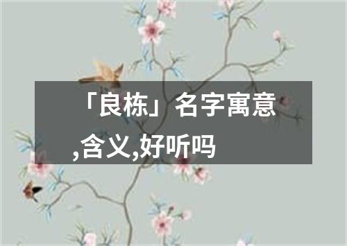 「良栋」名字寓意,含义,好听吗