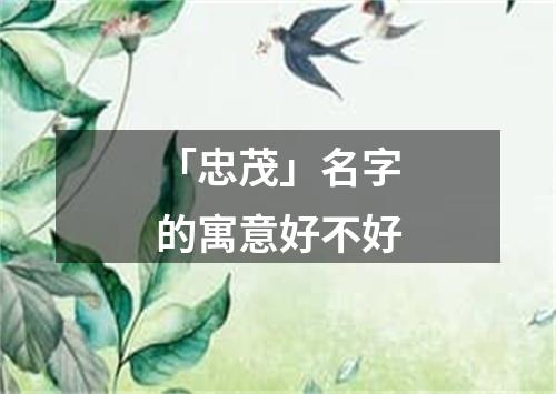 「忠茂」名字的寓意好不好