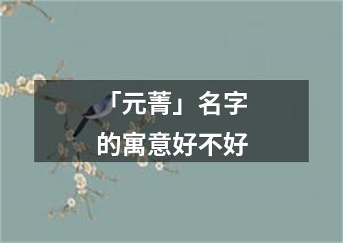 「元菁」名字的寓意好不好