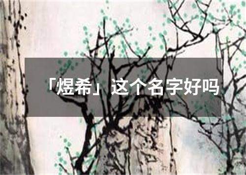 「煜希」这个名字好吗