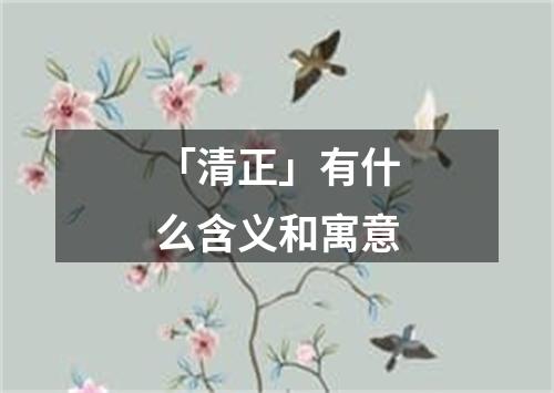 「清正」有什么含义和寓意