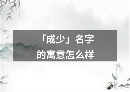 「成少」名字的寓意怎么样