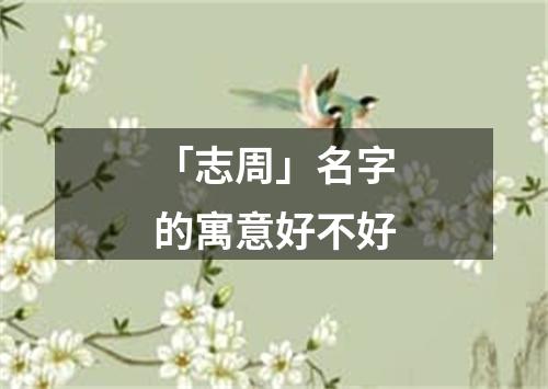 「志周」名字的寓意好不好