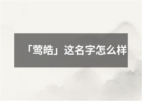 「莺皓」这名字怎么样