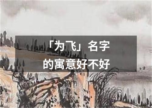 「为飞」名字的寓意好不好