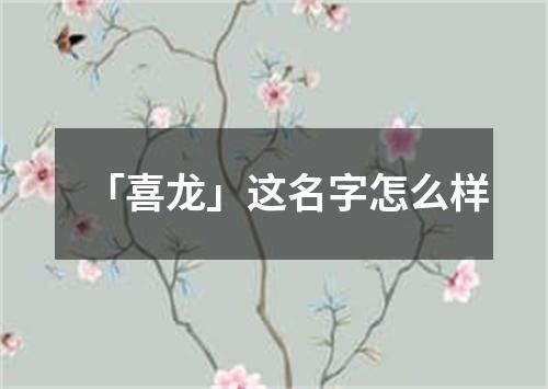 「喜龙」这名字怎么样