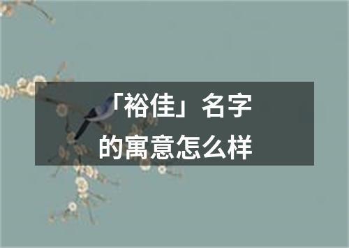 「裕佳」名字的寓意怎么样