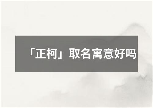 「正柯」取名寓意好吗