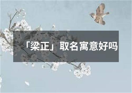 「梁正」取名寓意好吗