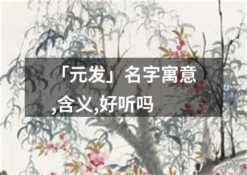 「元发」名字寓意,含义,好听吗