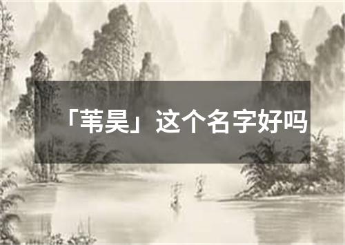 「苇昊」这个名字好吗