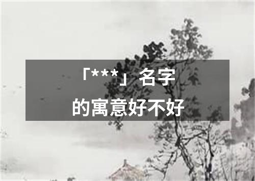 「***」名字的寓意好不好