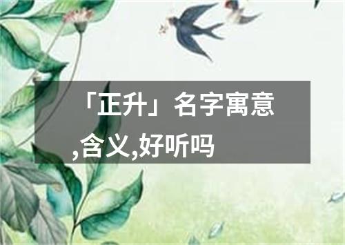 「正升」名字寓意,含义,好听吗