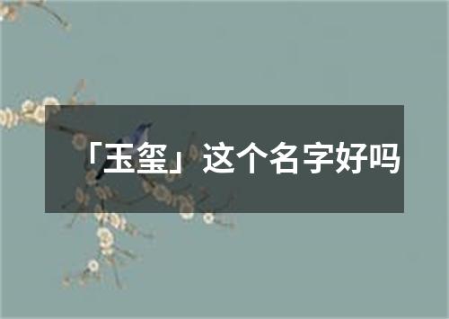 「玉玺」这个名字好吗