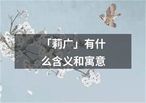 「莉广」有什么含义和寓意