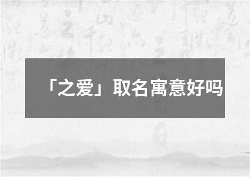 「之爱」取名寓意好吗