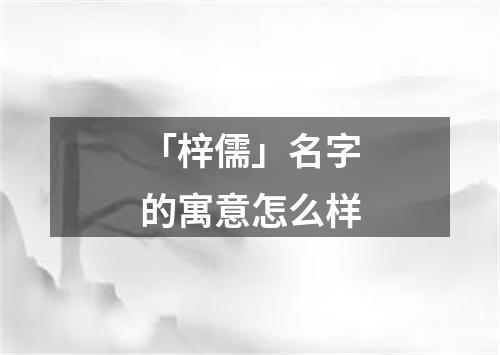 「梓儒」名字的寓意怎么样