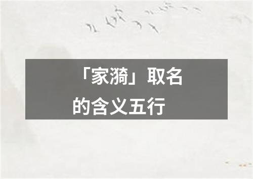 「家漪」取名的含义五行