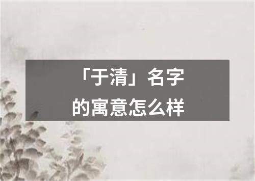 「于清」名字的寓意怎么样