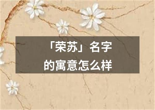 「荣苏」名字的寓意怎么样