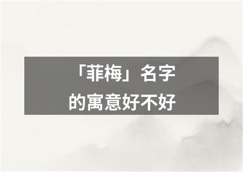 「菲梅」名字的寓意好不好