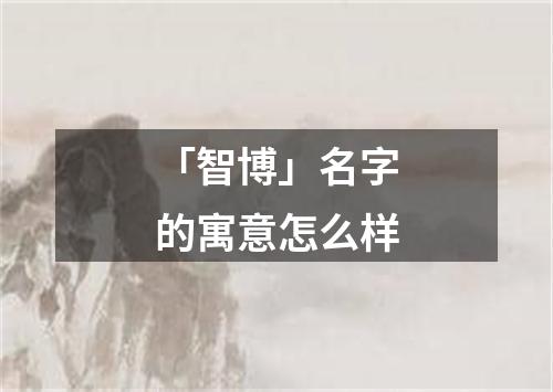 「智博」名字的寓意怎么样