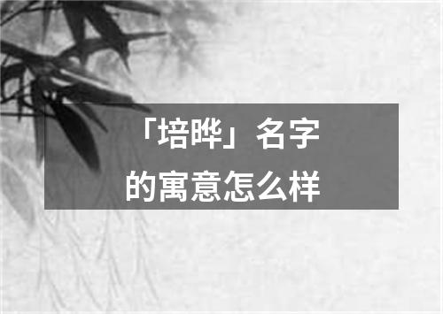 「培晔」名字的寓意怎么样