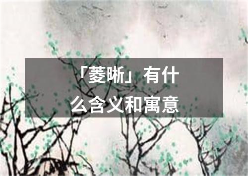 「菱晰」有什么含义和寓意