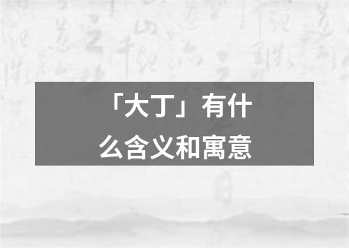 「大丁」有什么含义和寓意