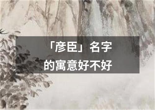 「彦臣」名字的寓意好不好