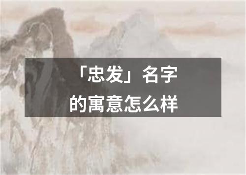 「忠发」名字的寓意怎么样