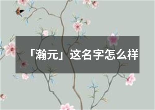 「瀚元」这名字怎么样