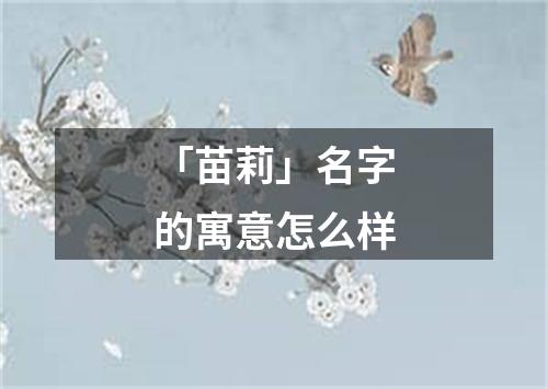 「苗莉」名字的寓意怎么样