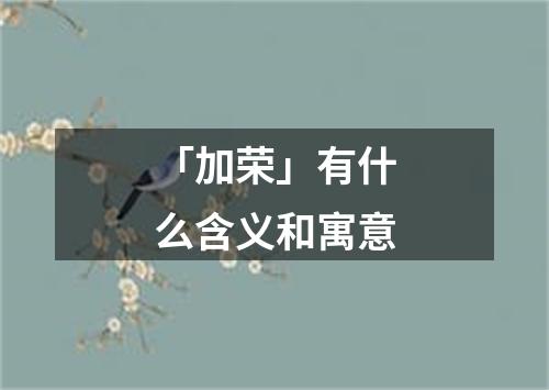 「加荣」有什么含义和寓意