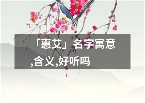 「惠艾」名字寓意,含义,好听吗