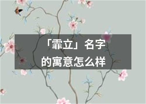 「霏立」名字的寓意怎么样