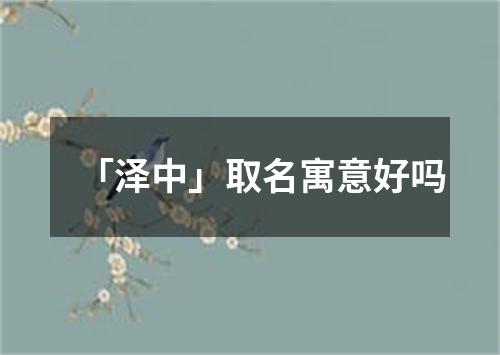 「泽中」取名寓意好吗