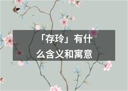 「存玲」有什么含义和寓意