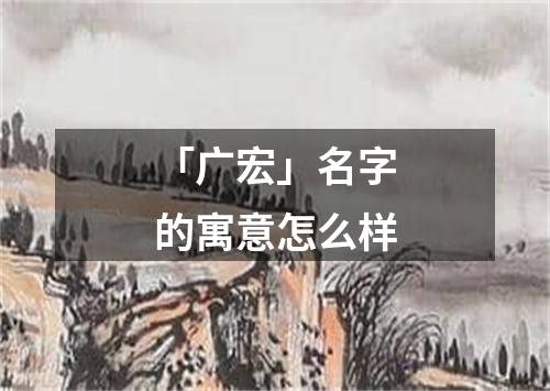 「广宏」名字的寓意怎么样