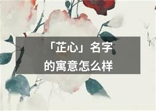 「芷心」名字的寓意怎么样