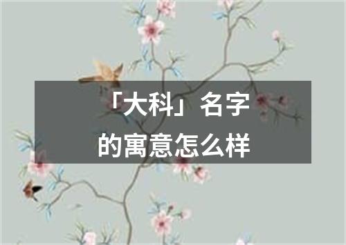 「大科」名字的寓意怎么样