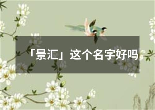 「景汇」这个名字好吗