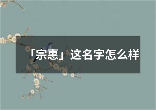 「宗惠」这名字怎么样