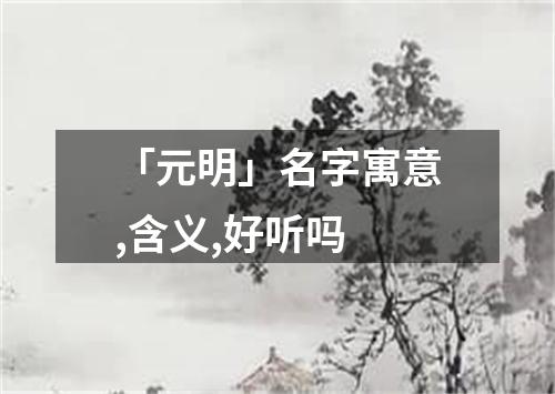 「元明」名字寓意,含义,好听吗