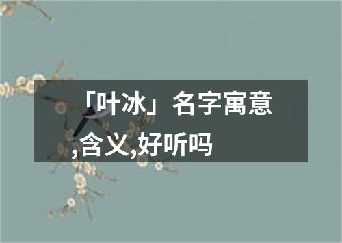 「叶冰」名字寓意,含义,好听吗