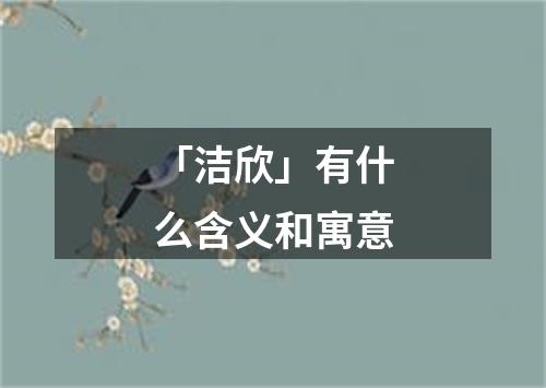 「洁欣」有什么含义和寓意