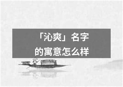 「沁爽」名字的寓意怎么样